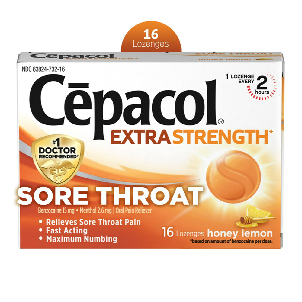 Cepacol Sore Throat Maximum Strength Numbing Lozenges With Honey Lemon, 16 Ea
